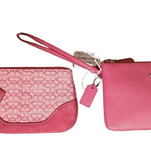 COACH Pre-Loved Wristlets x 2 (Pebbled Leather, Fabric/Suede)